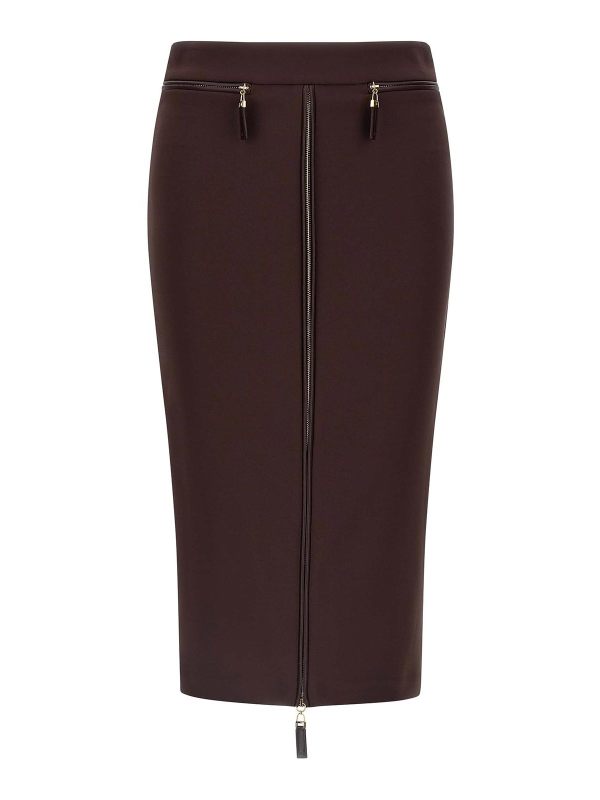 Elisabetta Franchi Jupe Midi - Rouge Brun