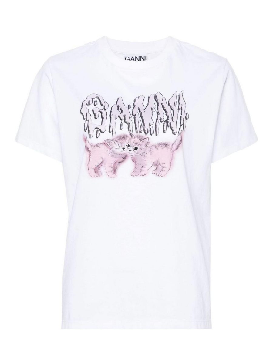 Ganni Pull Col Rond - Blanc