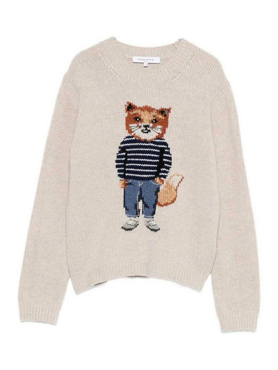 Maison Kitsuné Pull Col Rond - Beige
