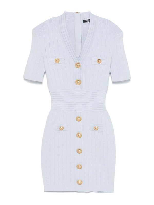 Balmain Robe Au Genou - Bleu