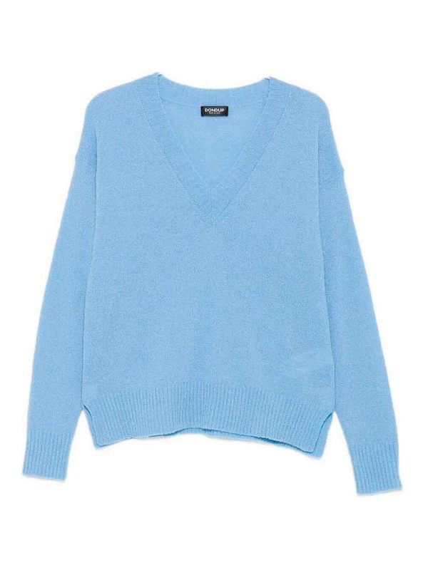 Dondup Pull À Col V - Bleu Clair