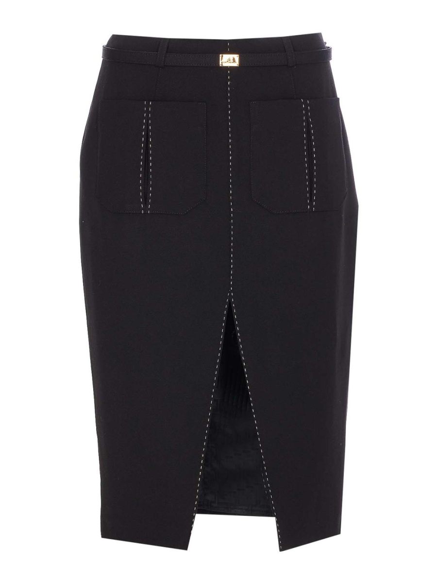 Elisabetta Franchi Jupe Midi - Noir