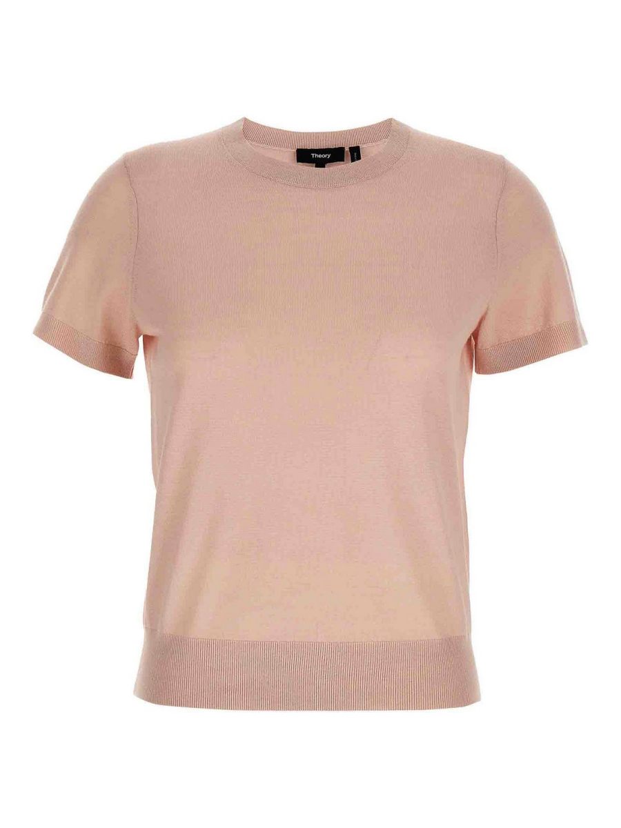 Theory Pull Col Rond - Couleur Chair