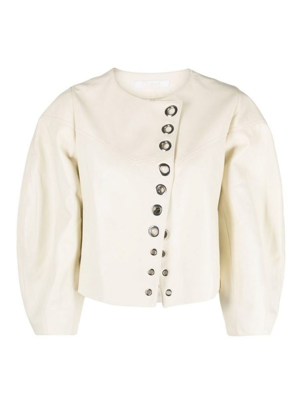 Chloe' Blouson En Cuir - Blanc