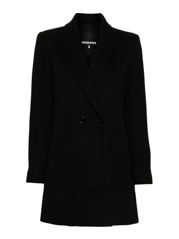 Patrizia Pepe Manteau Au Genou - Noir