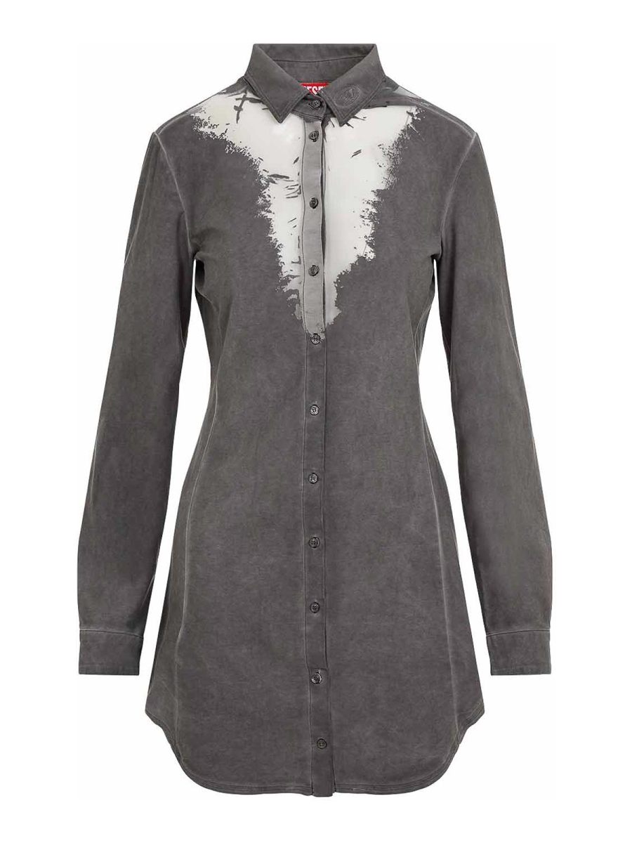 Diesel Robe Au Genou - Gris