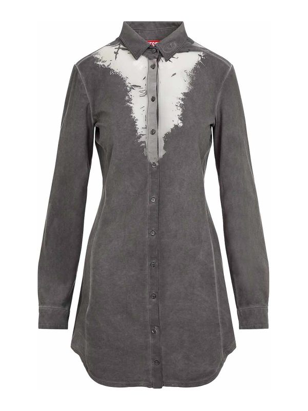 Diesel Robe Au Genou - Gris