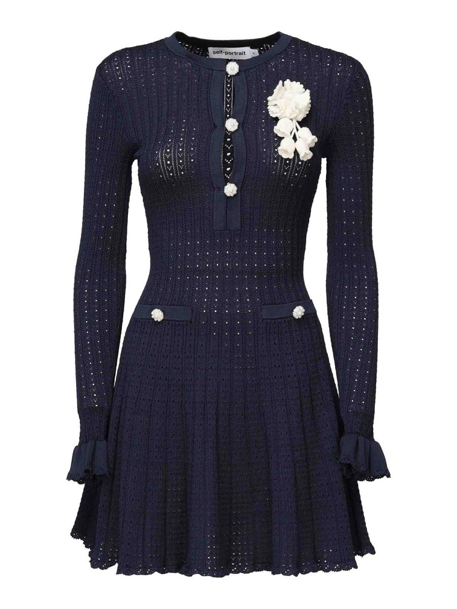 Self Portrait Robe Courte - Bleu