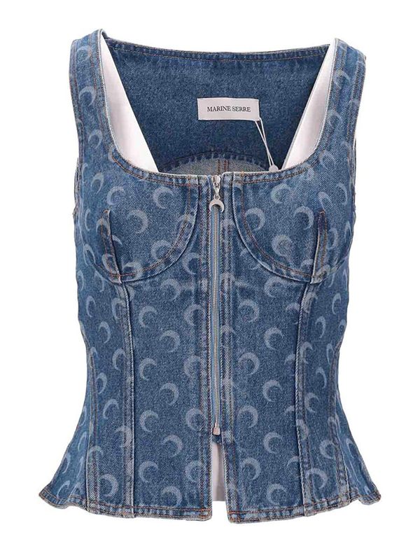 Marine Serre Top - Bleu Clair