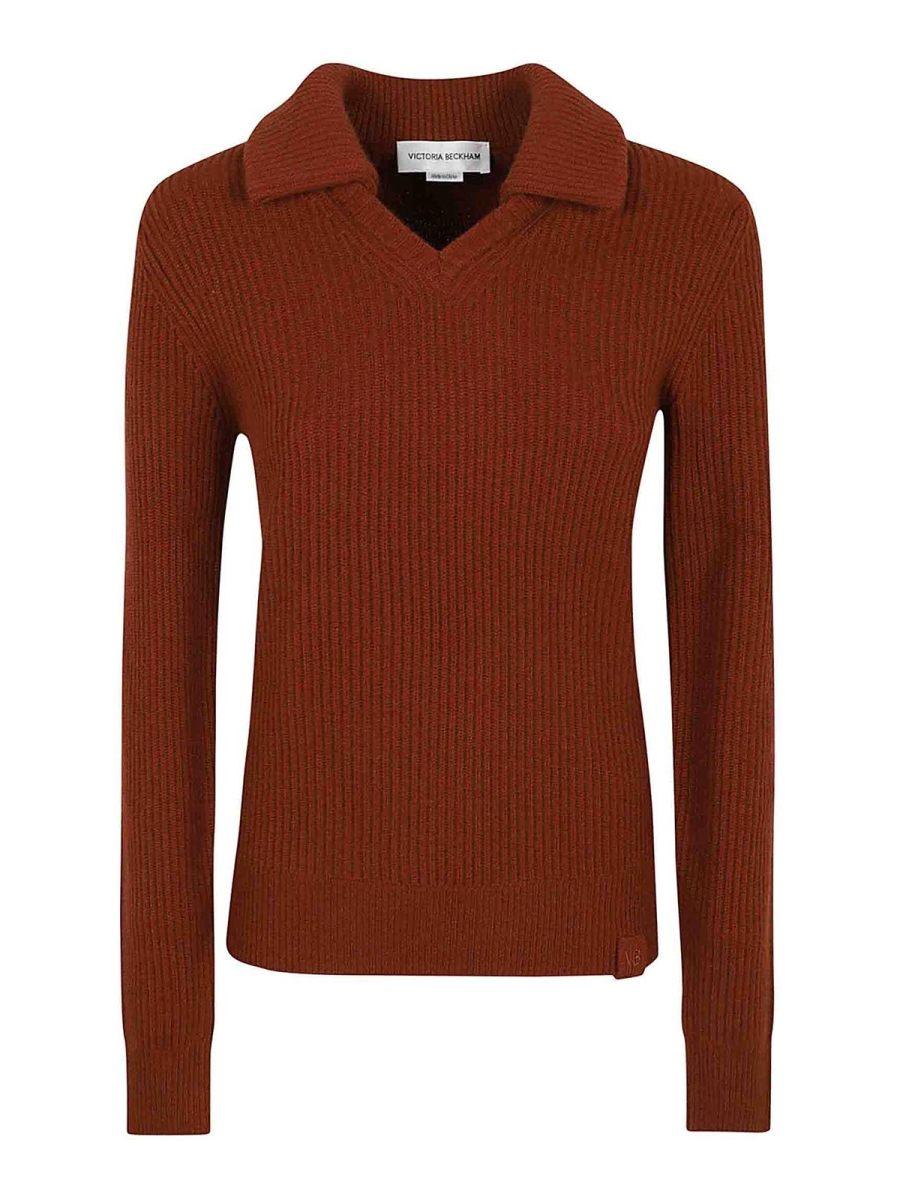 Victoria Beckham Pull Col Rond - Marron