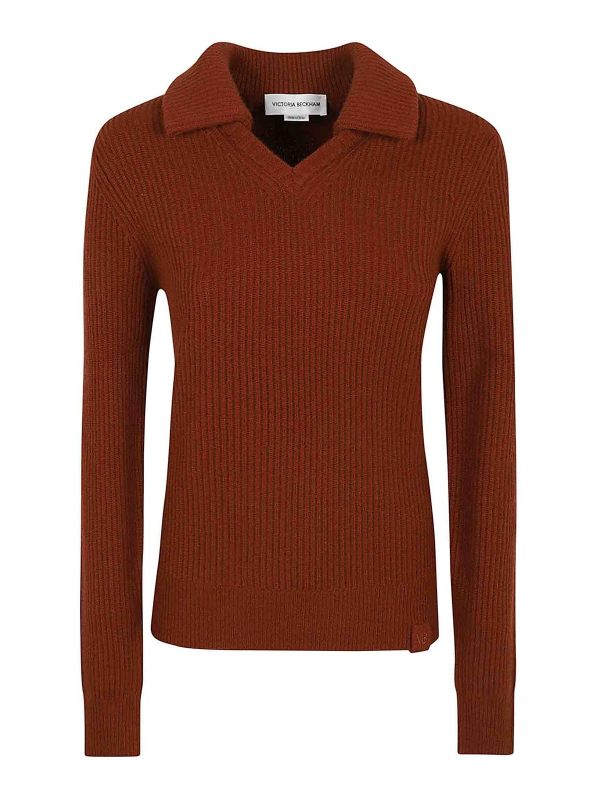 Victoria Beckham Pull Col Rond - Marron