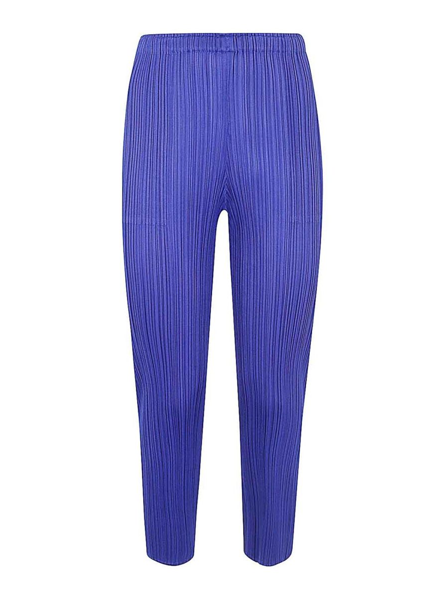 Pleats Please Issey Miyake Pantalons Décontractés - Bleu