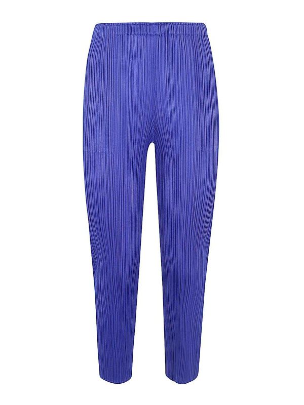 Pleats Please Issey Miyake Pantalons Décontractés - Bleu