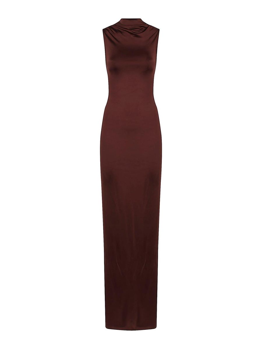 Victoria Beckham Robe Au Genou - Marron