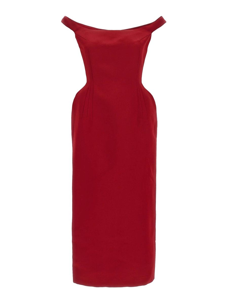 Magda Butrym Robe Au Genou - Rouge Brun