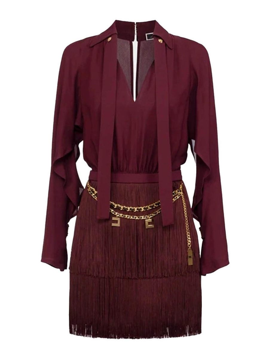 Elisabetta Franchi Robe Au Genou - Rouge