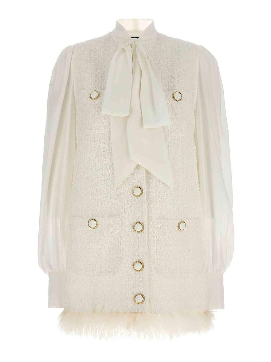 Balmain Robe Au Genou - Blanc