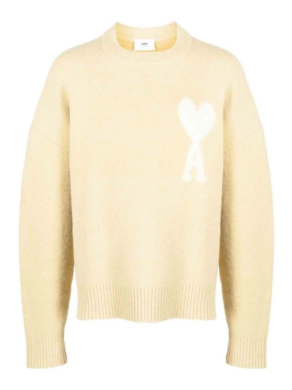 Ami Paris Pull Col Rond - Crème