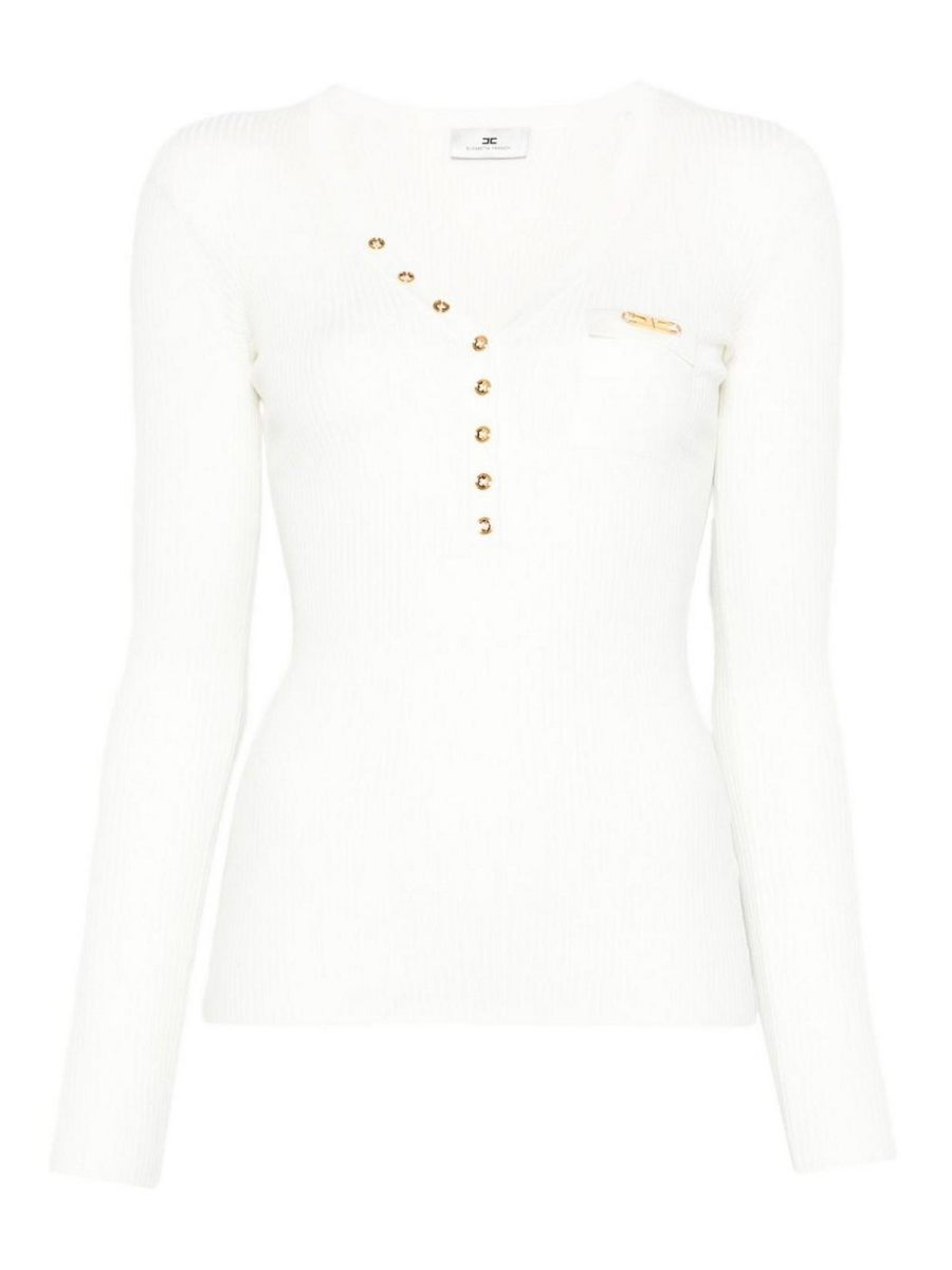 Elisabetta Franchi Pull Col Rond - Blanc