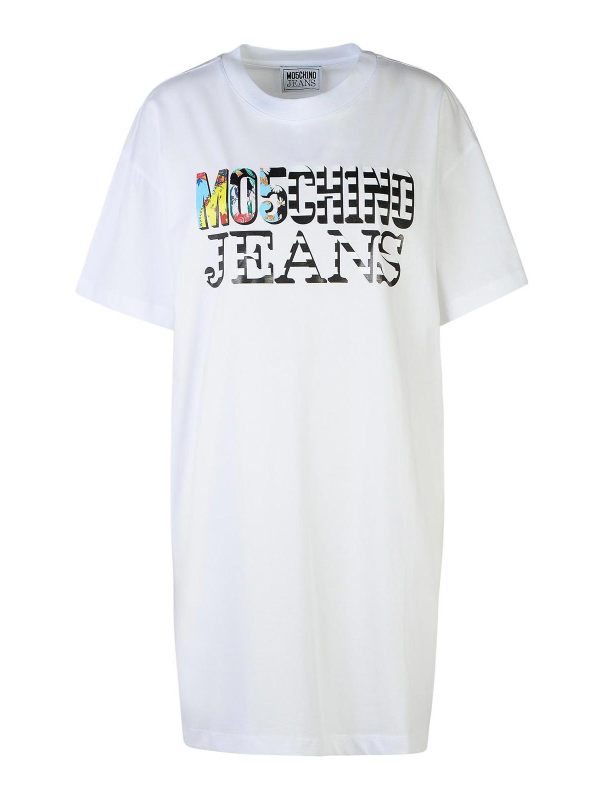 Moschino Jeans Robe Au Genou - Blanc