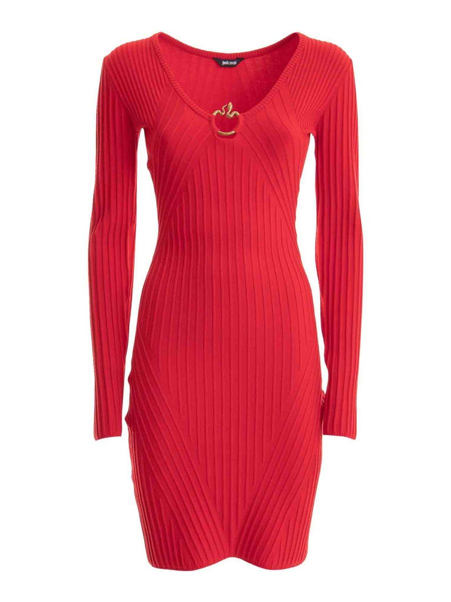Just Cavalli Robe Au Genou - Rouge