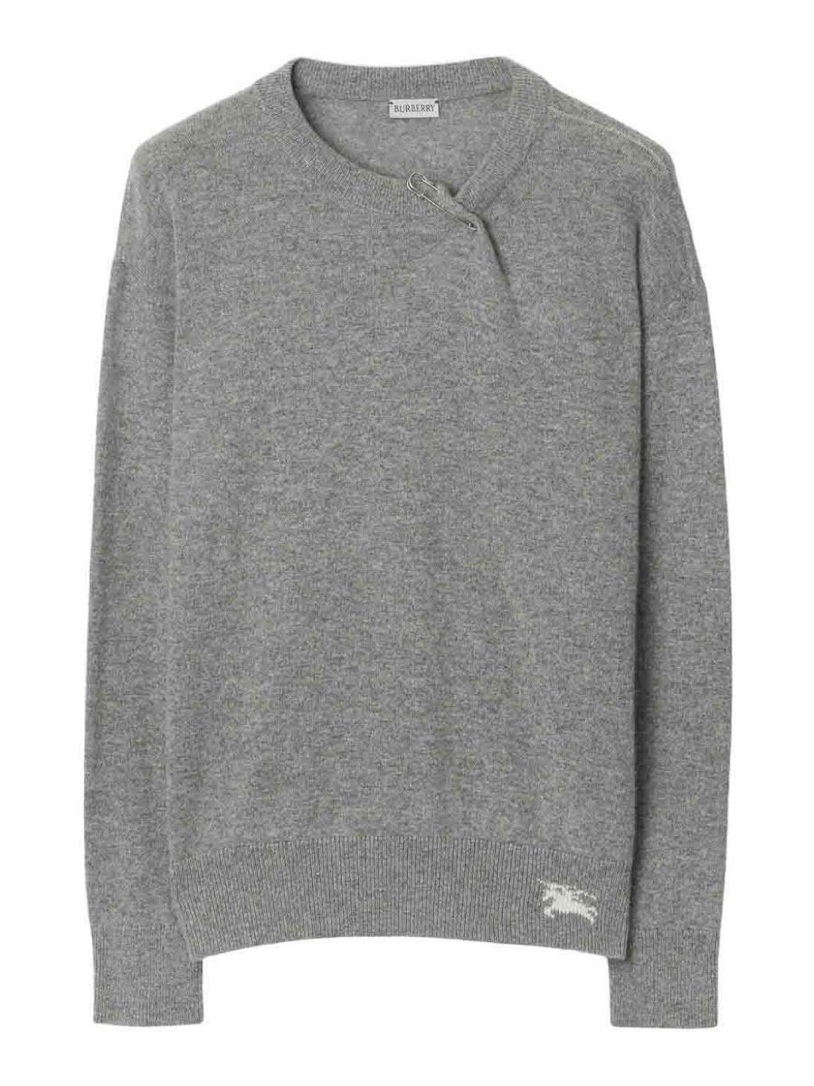 Burberry Pull Col Rond - Gris