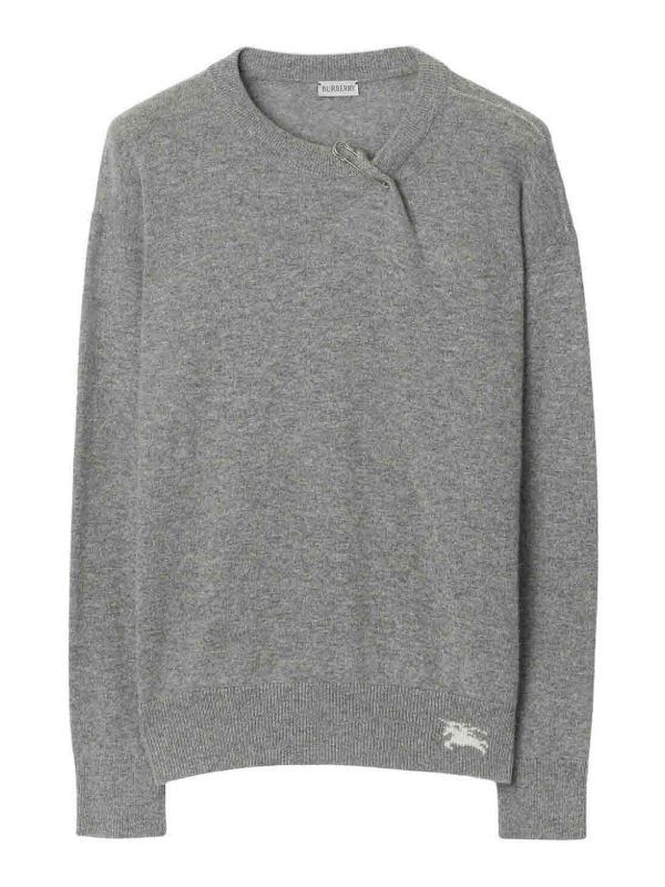 Burberry Pull Col Rond - Gris