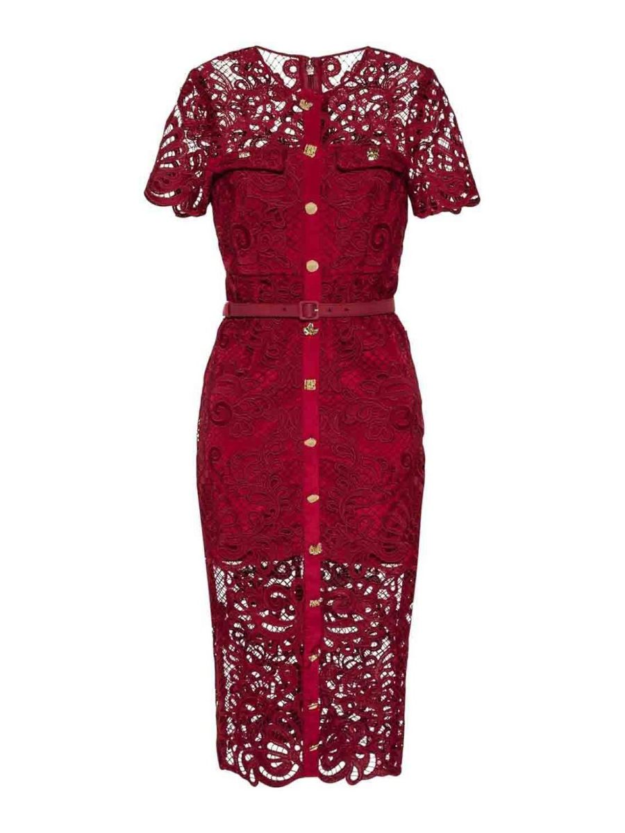 Self Portrait Robe Au Genou - Rouge