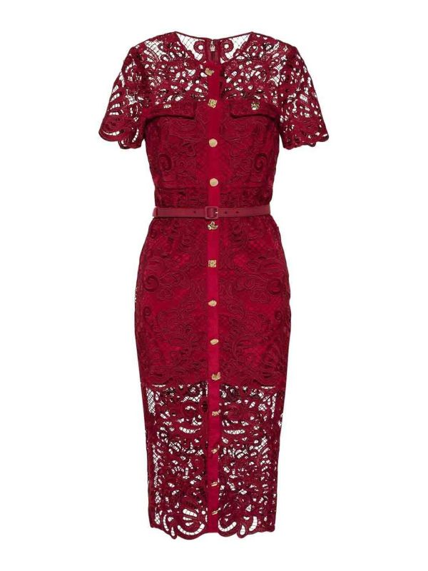 Self Portrait Robe Au Genou - Rouge