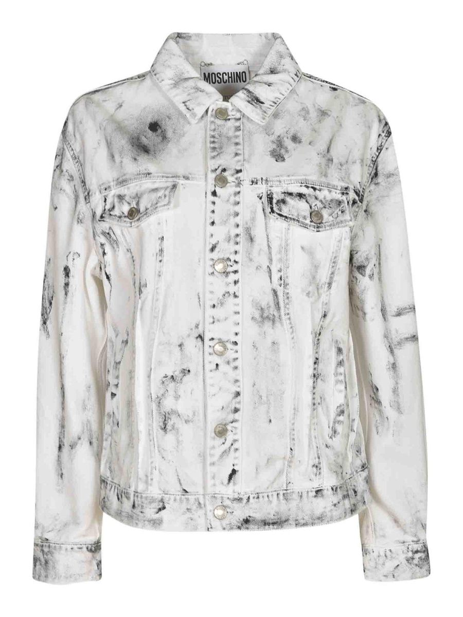 Moschino Veste En Jean - Gris Clair