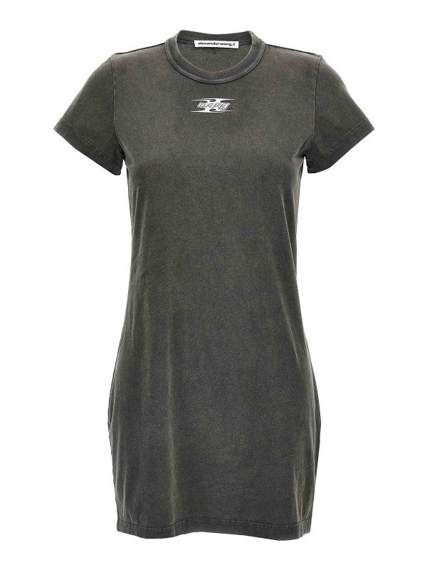 T By Alexander Wang Robe Au Genou - Gris
