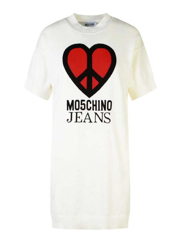 Moschino Jeans Robe Au Genou - Blanc