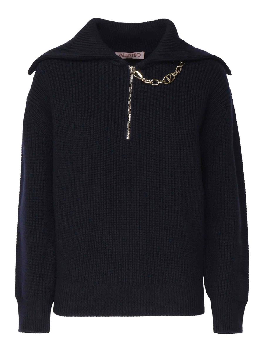 Valentino Garavani Pull Col Rond - Bleu