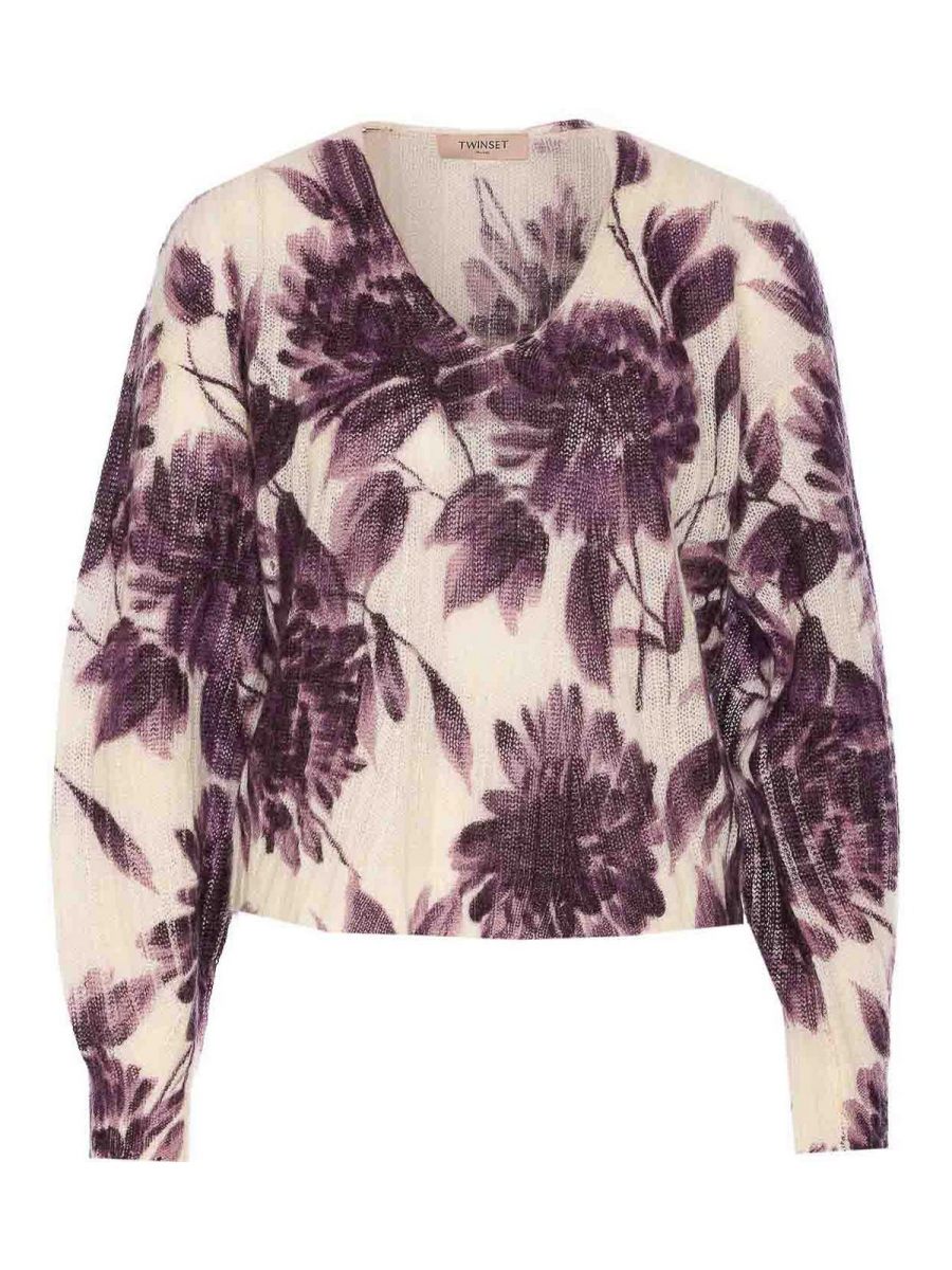 Twinset Pull Col Rond - Blanc