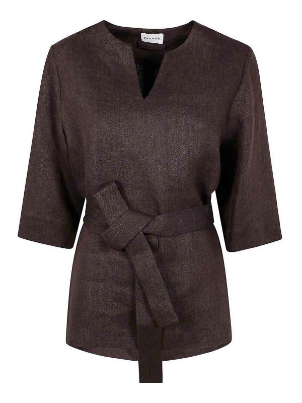 P. A.R. O.S. H. Pull À Col V - Marron Foncé