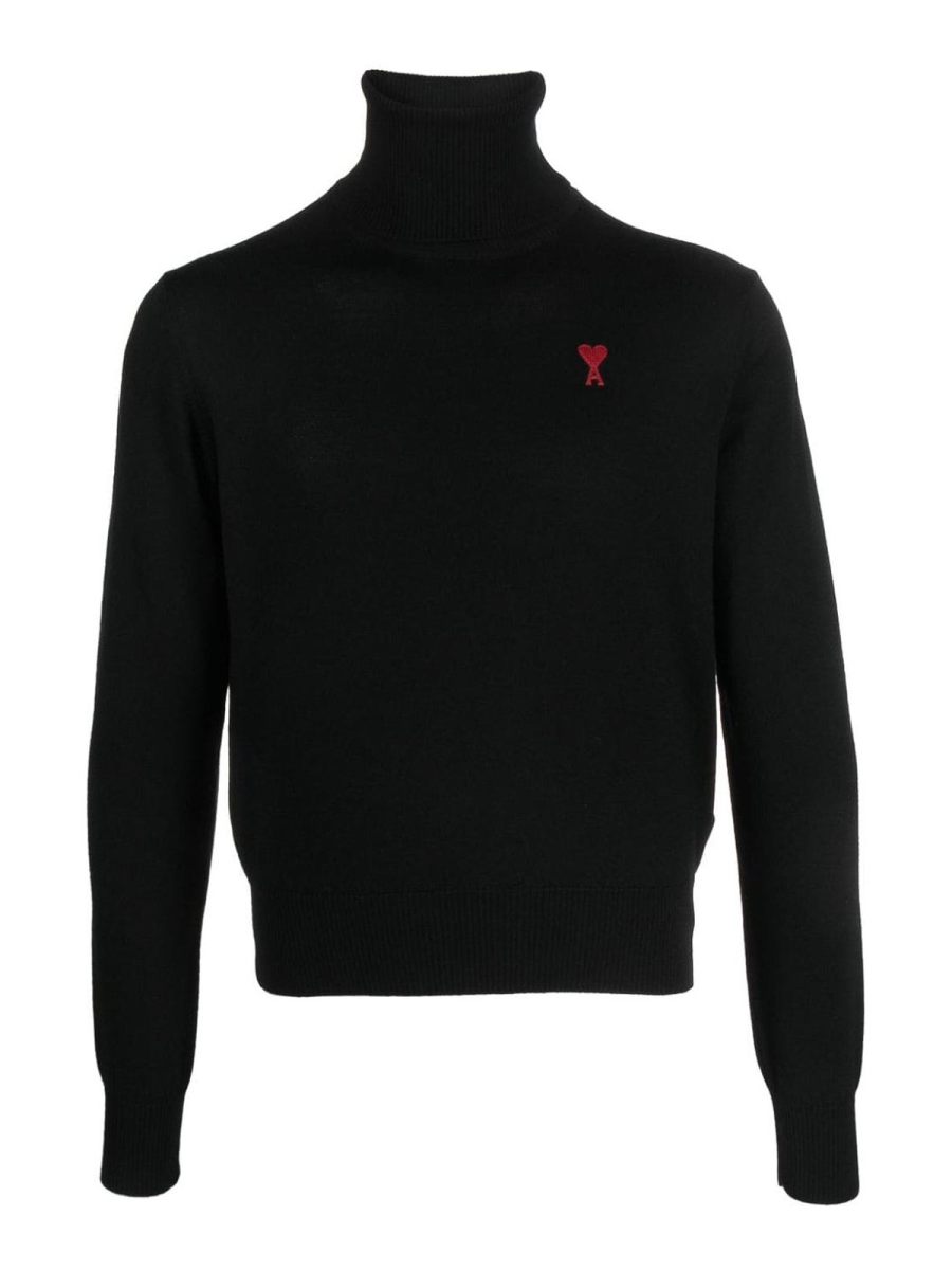 Ami Paris Pull Col Roulé - Noir