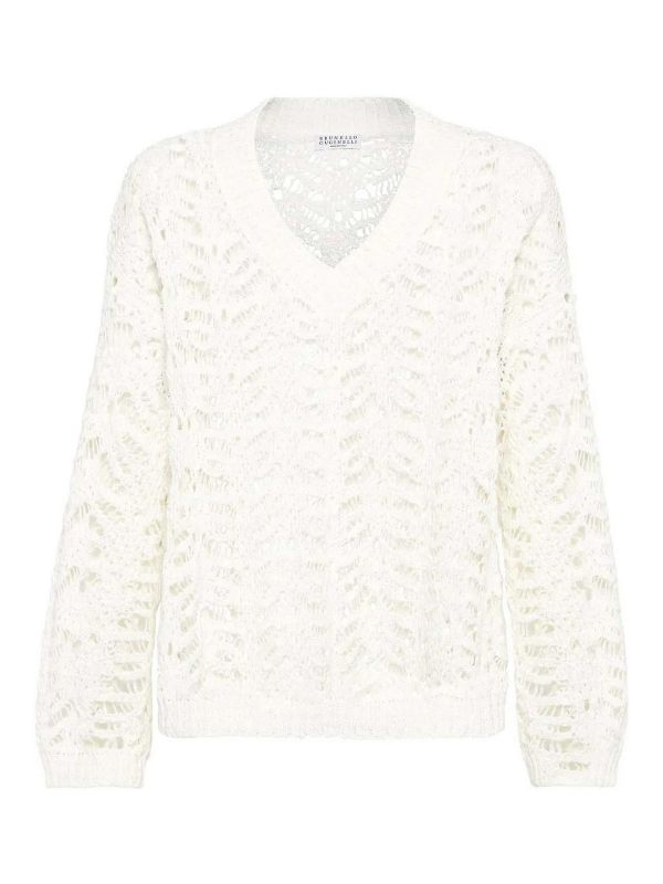 Brunello Cucinelli Pull À Col V - Blanc