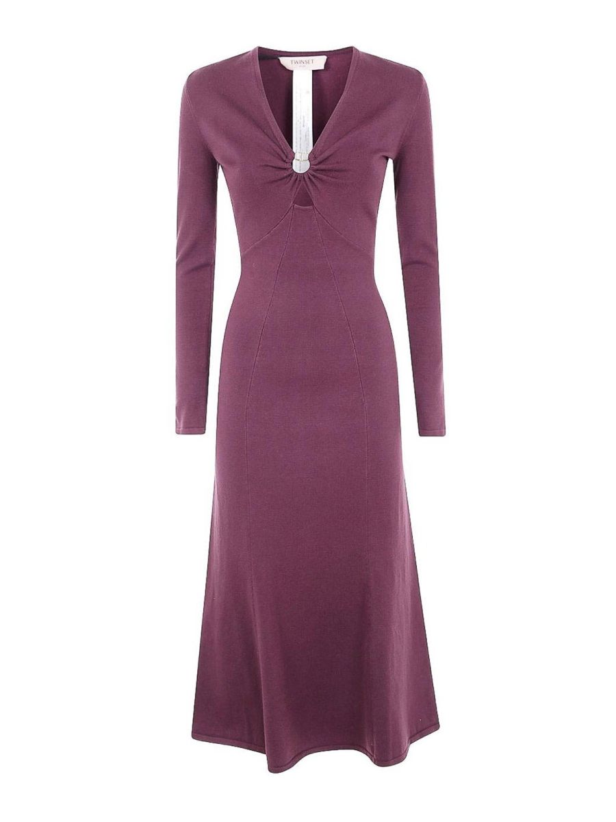 Twinset Robe Au Genou - Rouge Brun