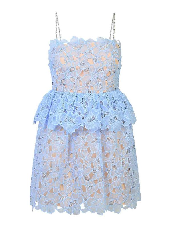 Self Portrait Robe Au Genou - Bleu Clair