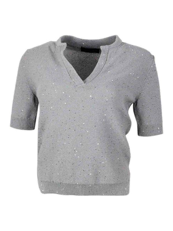 Lorena Antoniazzi Pull Col Rond - Gris