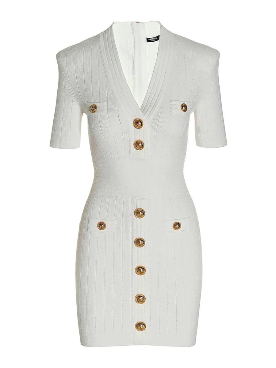 Balmain Robe Courte - Blanc