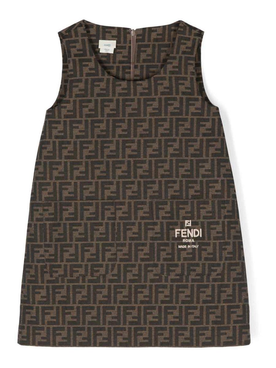 Fendi Jr Robe Au Genou - Orange