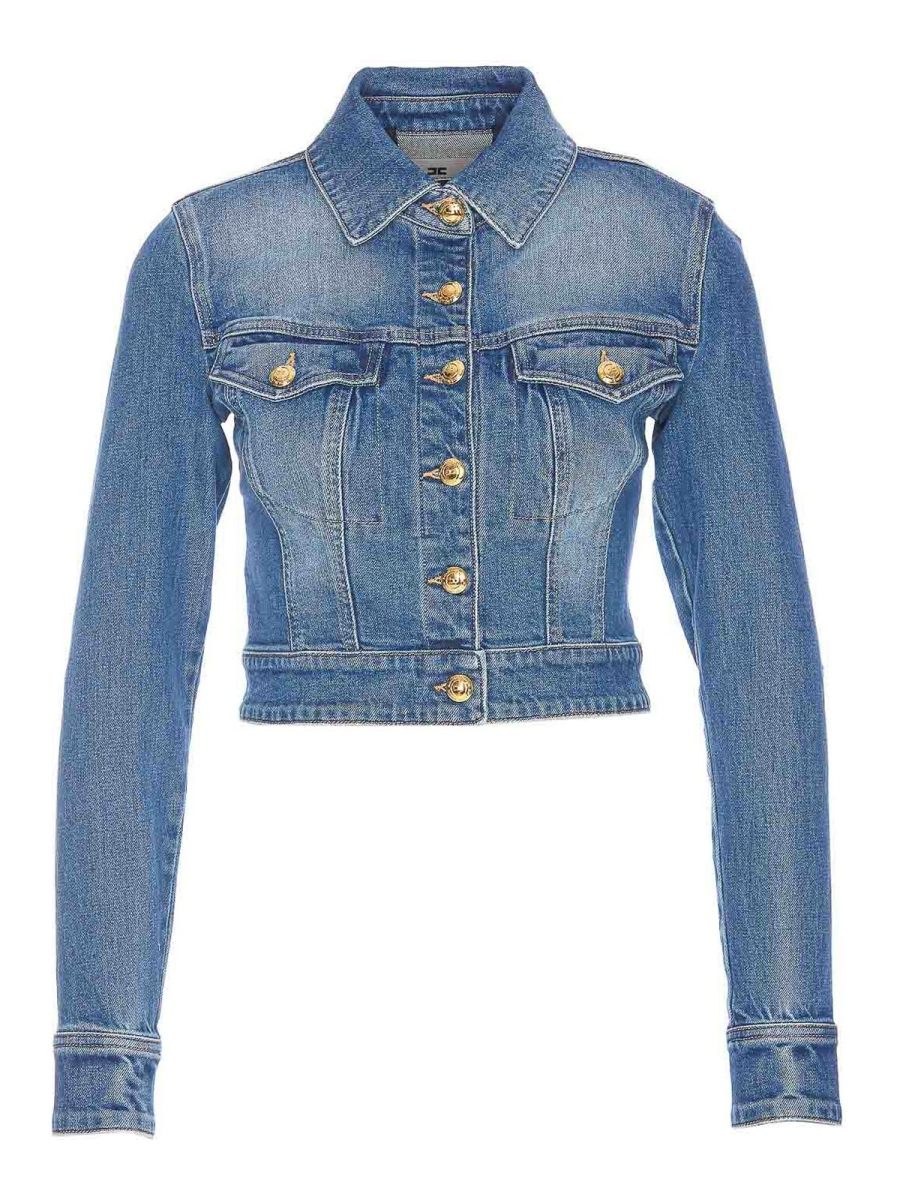 Elisabetta Franchi Veste En Jean - Bleu