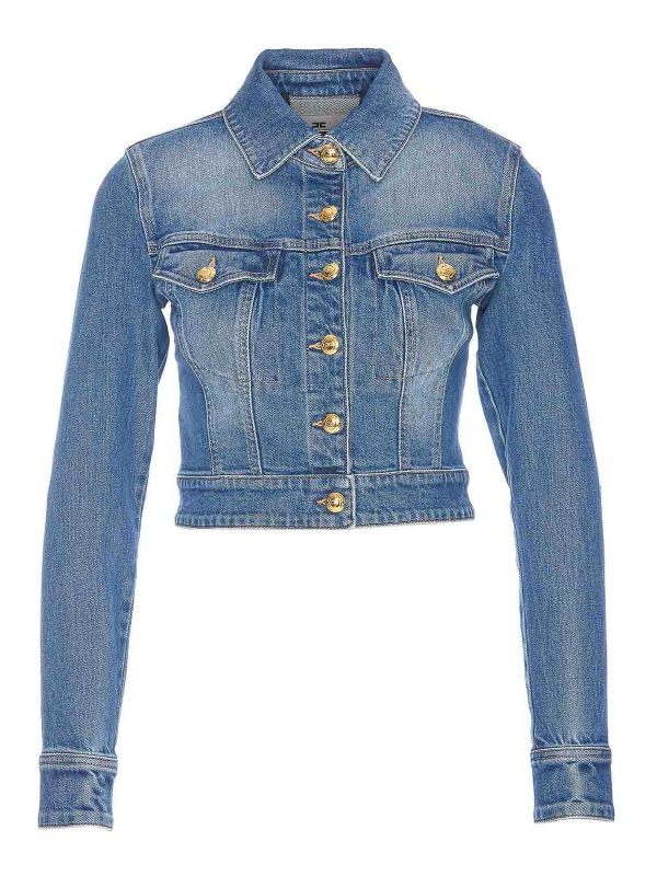 Elisabetta Franchi Veste En Jean - Bleu