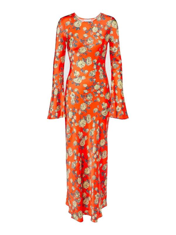 Ganni Robe Au Genou - Orange
