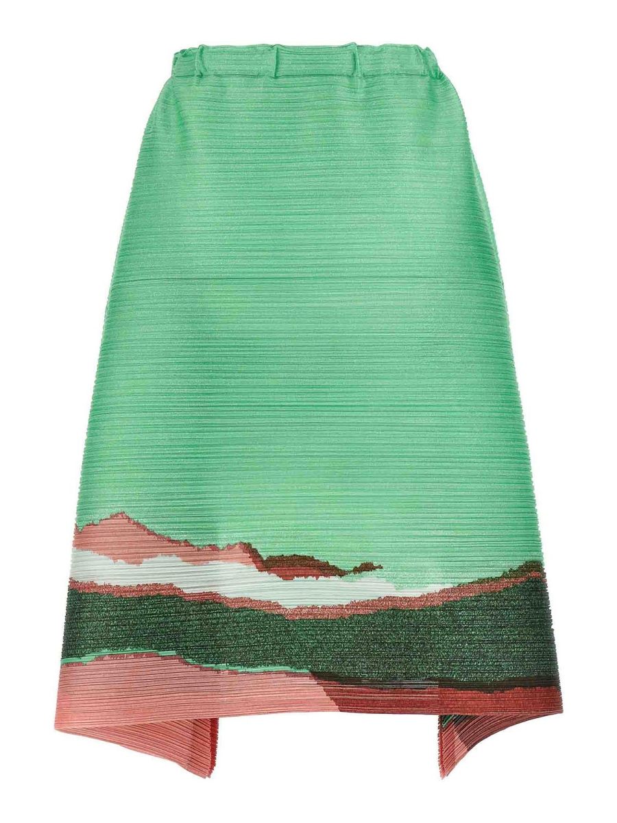 Pleats Please Issey Miyake Jupe Midi - Vert