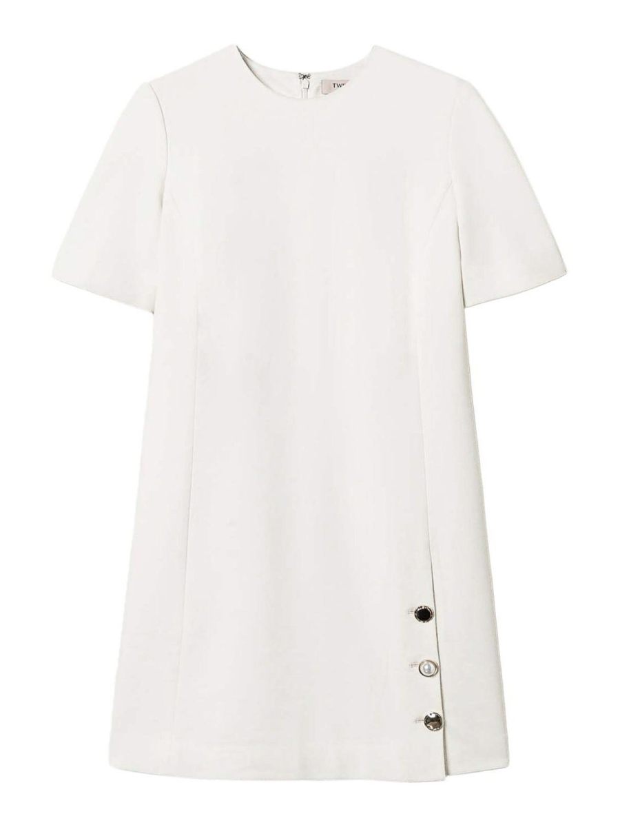 Twinset Robe Au Genou - Blanc