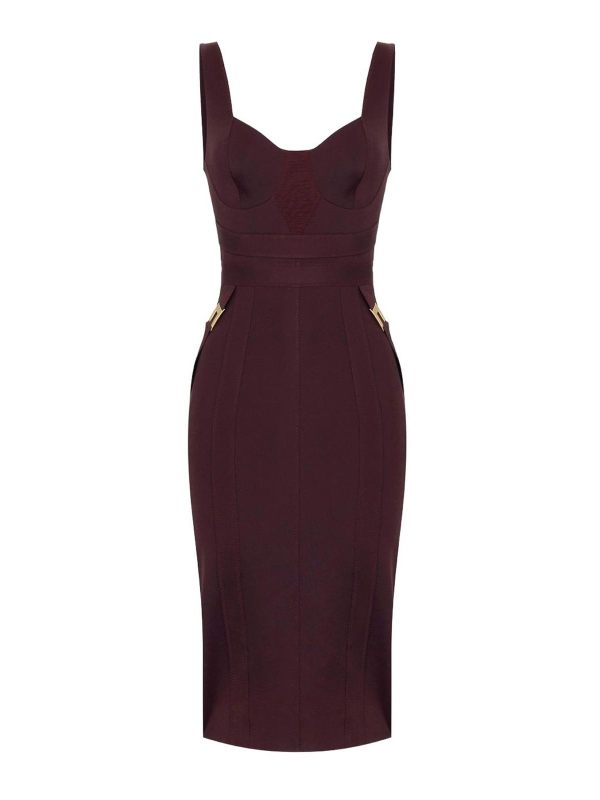 Elisabetta Franchi Robe Au Genou - Rouge Brun