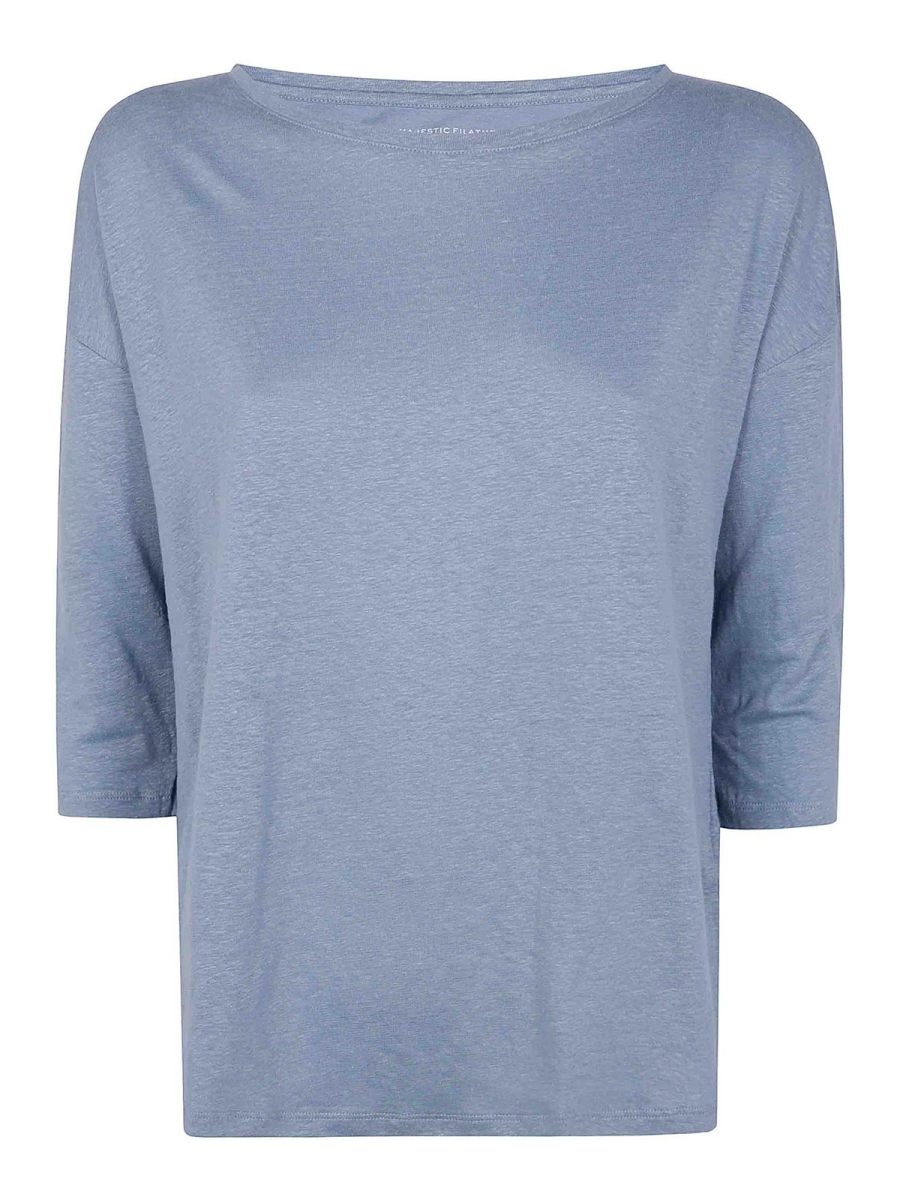 Majestic Filatures Pull Col Bateau - Bleu