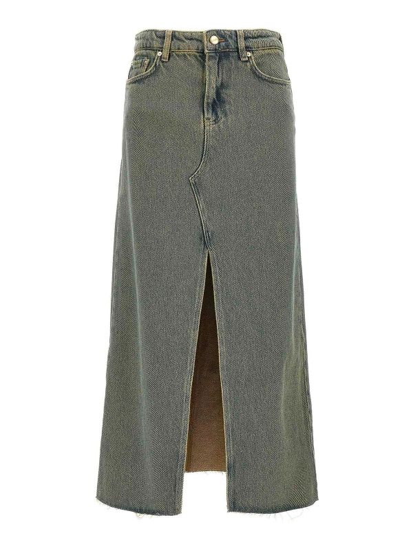 Ganni Jupe Midi - Bleu Clair